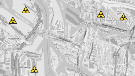 Karte d. Atomtransporte in Hamburg