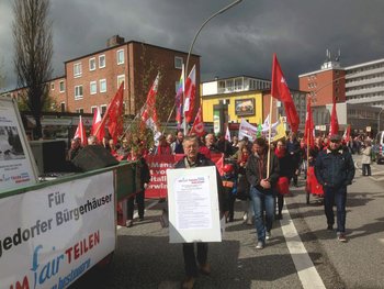 Demonstration zum 1. Mai in Bergedorf.